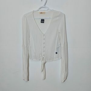 Hollister Button Down Tie Crop Top
